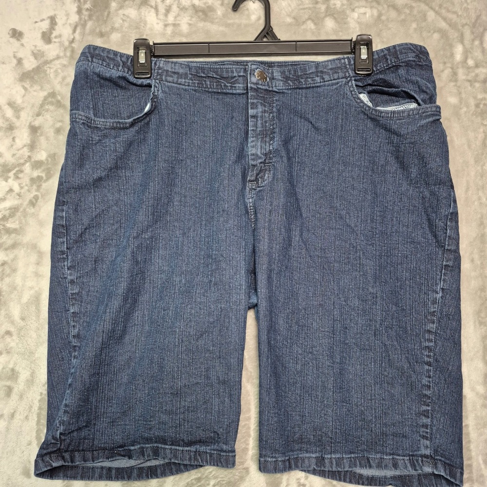 Riders by Lee Womens Blue Denim Bermuda Shorts Size 18W M Dark Wash Stretch